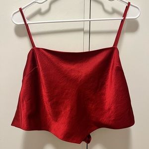 Red Sunday Best satin scarf blouse